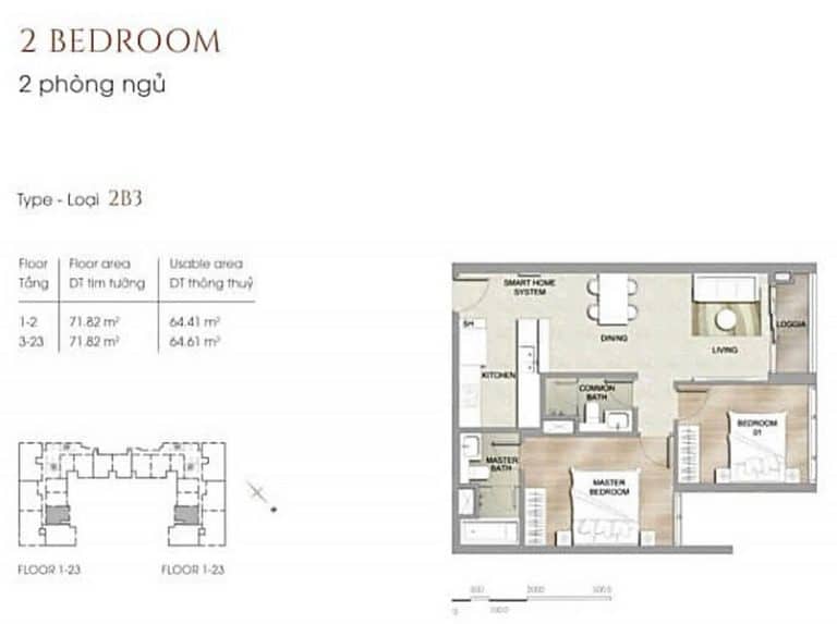 Căn hộ 2 phòng ngủ The Marq bán – Tầng cao, Có Sổ